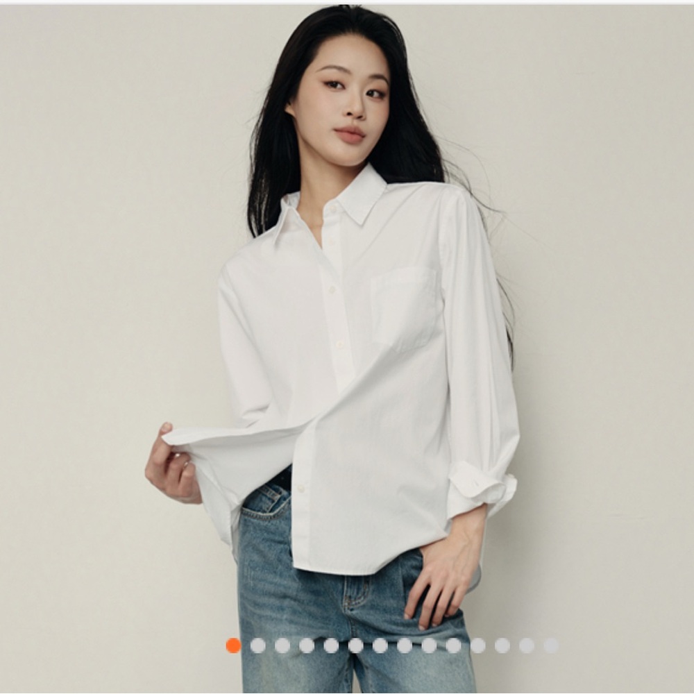 NWOT Giordano Women 100% Cotton Poplin Long Sleeve Shirt M